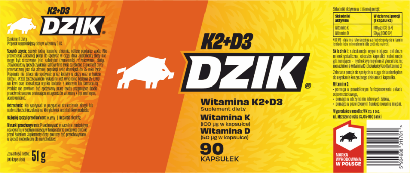 ๐โ๏ธ WK DZIK Vitamin K2 + D3 โ 90 Capsules