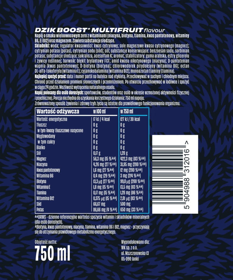 WK DZIK Zero Multi-Fruit Drink with Vitamins & Magnesium ⚡🥤🔥