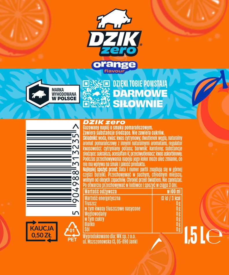 🍊🥤 WK DZIK ZERO ORANGE – 1.5L