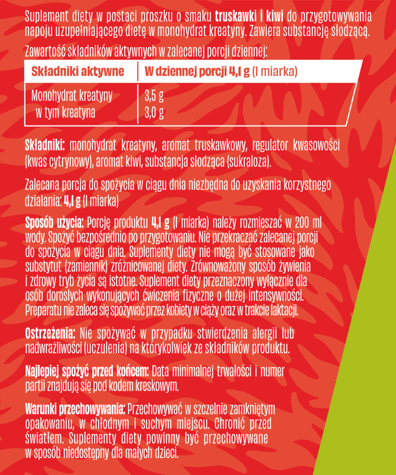 DZIK Creatine Monohydrate Strawberry Kiwi 🍓🥝💪