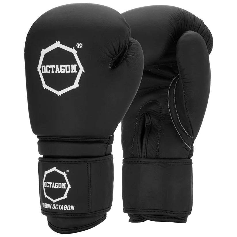 Octagon Boxing Glove's Storm Black LEATHER