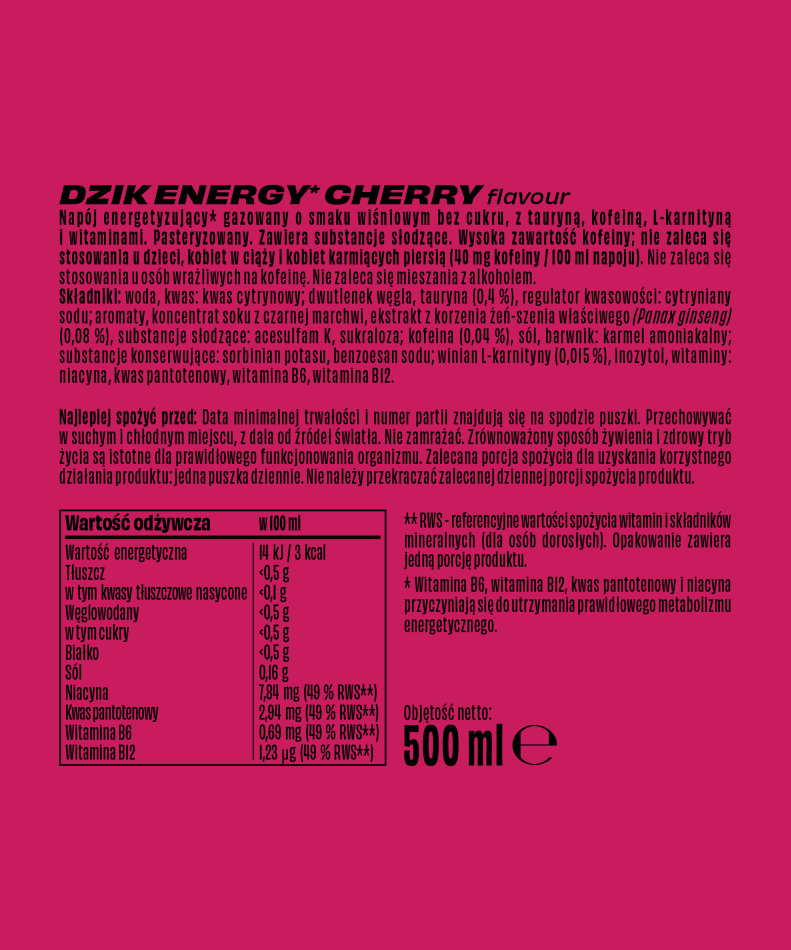 DZIK ENERGY Drink Cherry Flavour 🍒⚡🔥