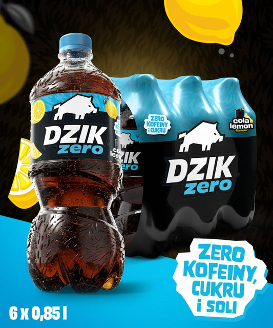 🥤🍋 DZIK® ZERO Cola Lemon – Sugar Free 6x850 ml