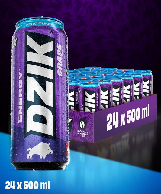 🍇⚡ WK DZIK Grape Energy Drink – Sugar Free 24x500ml