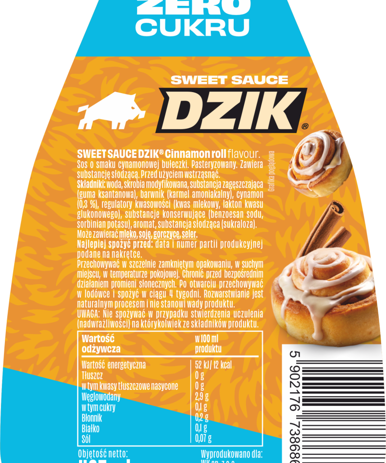 🍩✨ WK DZIK Sweet Sauce – Cinnamon Roll Flavour 425 ml