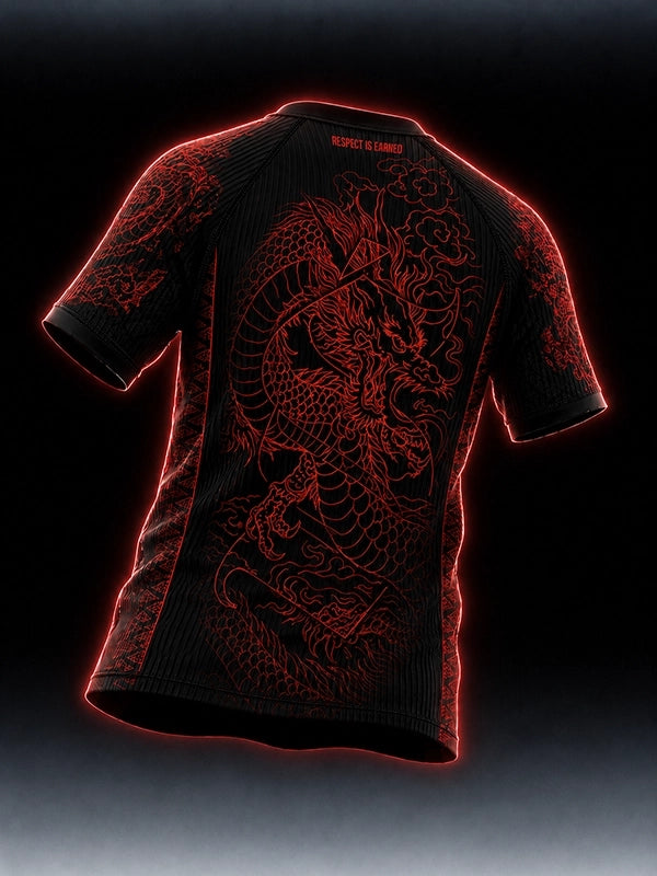 🐉🔥 Środowisko Miejskie Dragon Ultra-Dry Mesh Sports T-Shirt – Black/Red