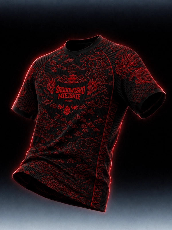 🐉🔥 Środowisko Miejskie Dragon Ultra-Dry Mesh Sports T-Shirt – Black/Red