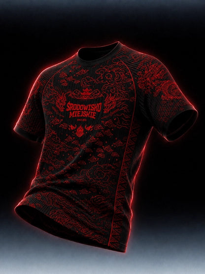 🐉🔥 Środowisko Miejskie Dragon Ultra-Dry Mesh Sports T-Shirt – Black/Red