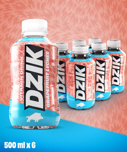 🍈🍇 WK DZIK Vitamin Drink – Grapefruit &amp; Lychee 6x500 ml