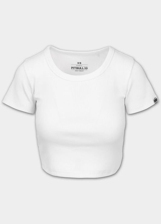 CROPPED Rib T-Shirt by PITBULL WEST COAST (White)