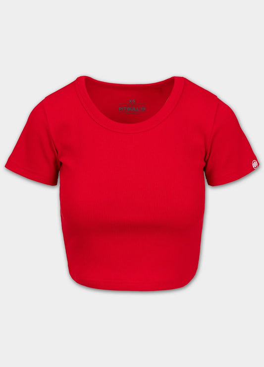 CROPPED Rib T-Shirt by PITBULL WEST COAST (Red)