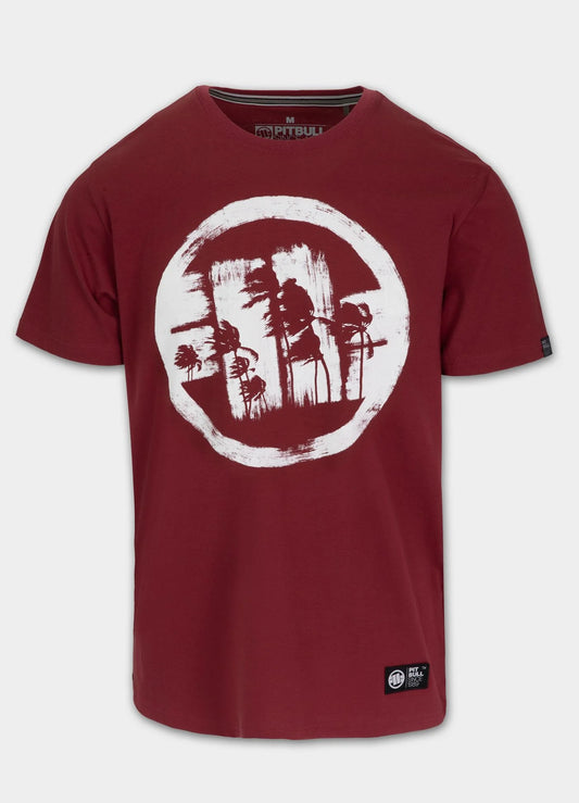 Men’s T-Shirt LOGO PALMS –Burgundy  by Pit Bull West Coast