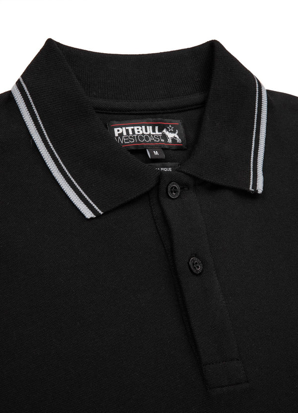 👕 PIT BULL WEST COAST – Regular Logo Stripes Polo Shirt Black