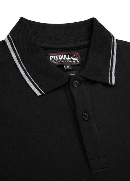 👕 PIT BULL WEST COAST – Regular Logo Stripes Polo Shirt Black