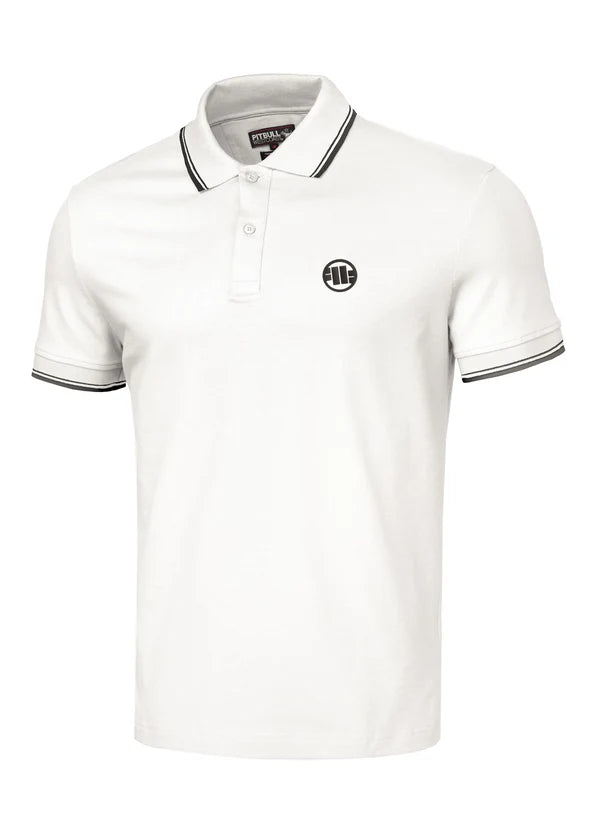 👕 PIT BULL WEST COAST – Regular Logo Stripes Polo Shirt White