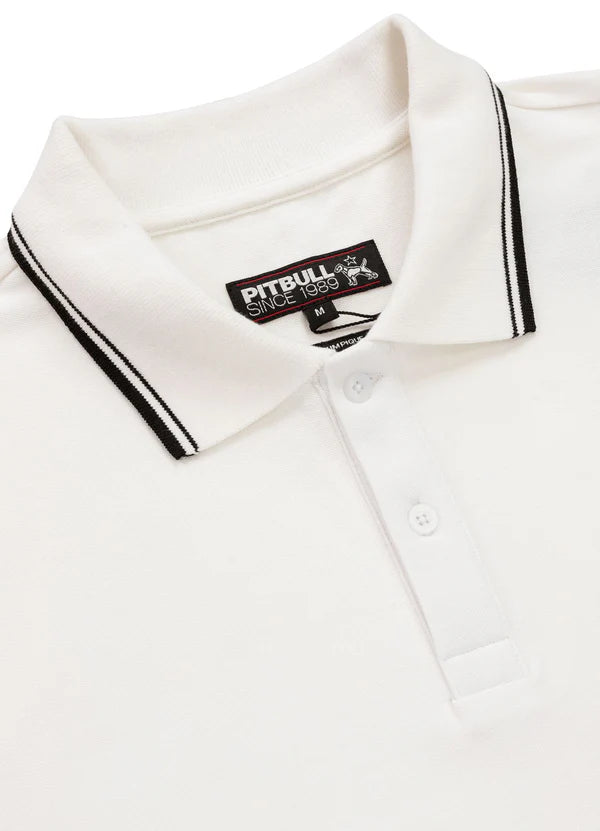 👕 PIT BULL WEST COAST – Regular Logo Stripes Polo Shirt White