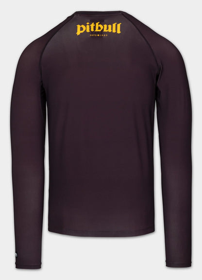 🌴💪 Pit Bull West Coast Long Sleeve Rashguard “LOGO PALMS” – Performance Pro+ Series Brown