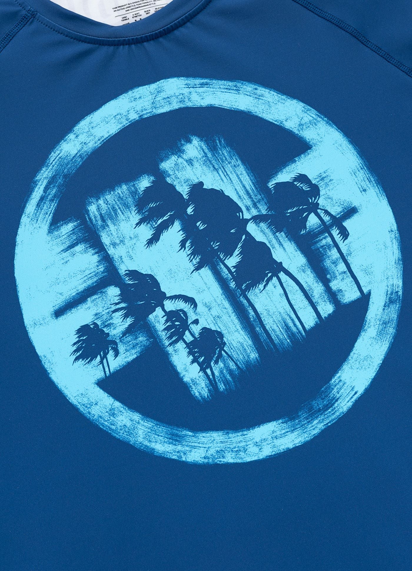 🌴💪 Pit Bull West Coast Long Sleeve Rashguard “LOGO PALMS” – Performance Pro+ Series Blue