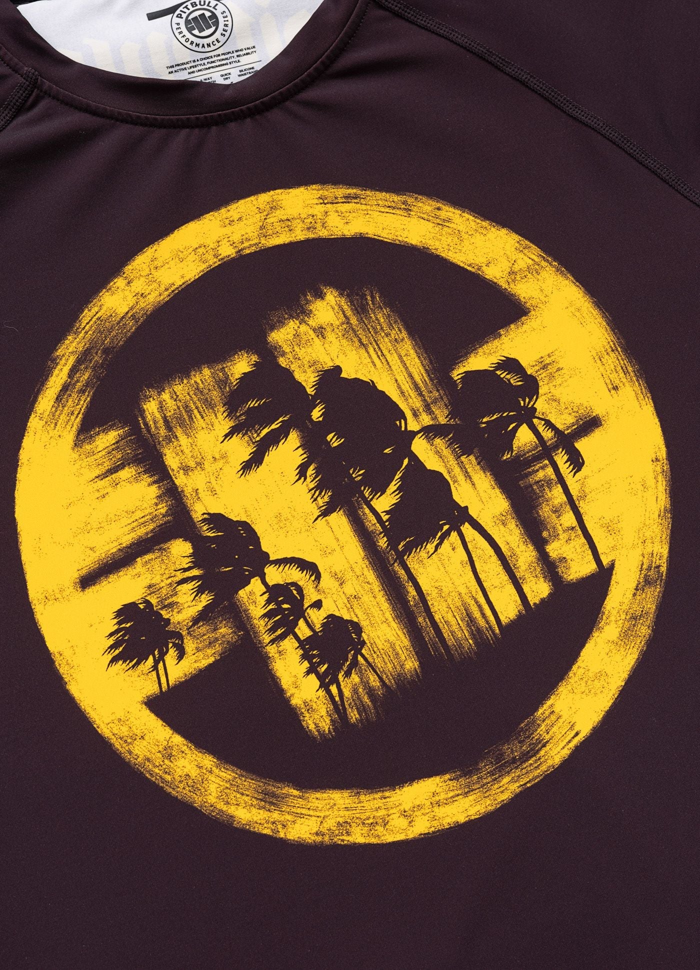 🌴💪 Pit Bull West Coast Long Sleeve Rashguard “LOGO PALMS” – Performance Pro+ Series Brown