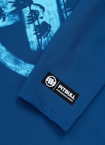 🌴💪 Pit Bull West Coast Long Sleeve Rashguard “LOGO PALMS” – Performance Pro+ Series Blue