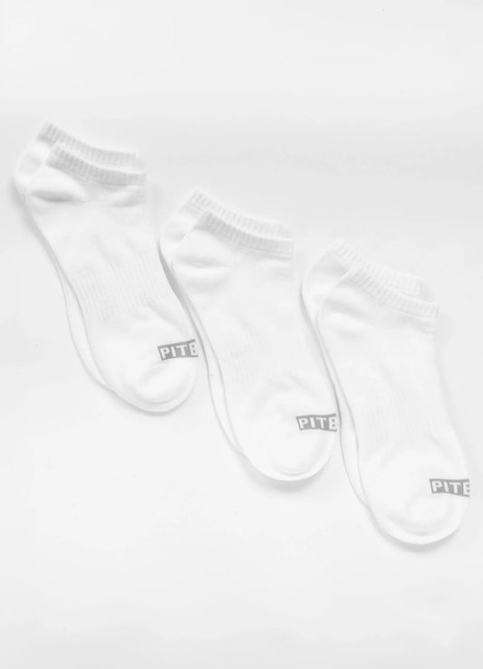 🧦🔥 Pit Bull Pad Logo Low Ankle Socks – 3 Pack White
