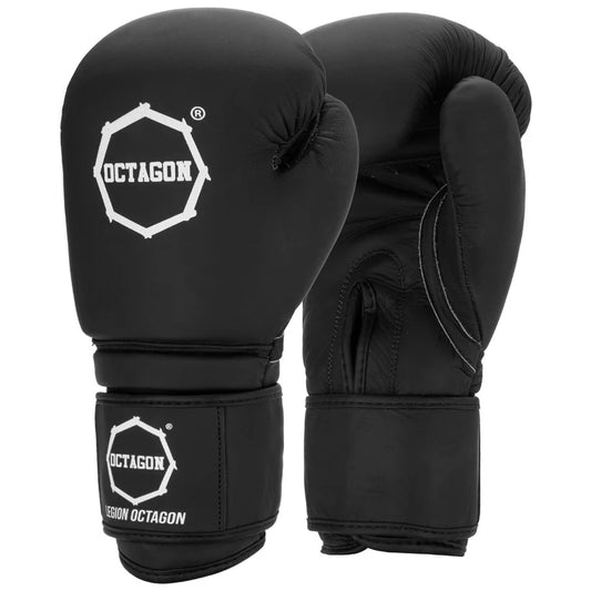 Octagon Boxing Glove's Storm Black LEATHER