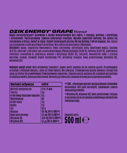🍇⚡ WK DZIK Grape Energy Drink – Sugar Free