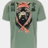 PIT BULL MEN'S T-SHIRT DENIM WASHED BRAVERY - GREEN